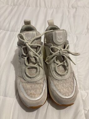 Michael Kors Cream and White MK Monogram Chunky Sneakers